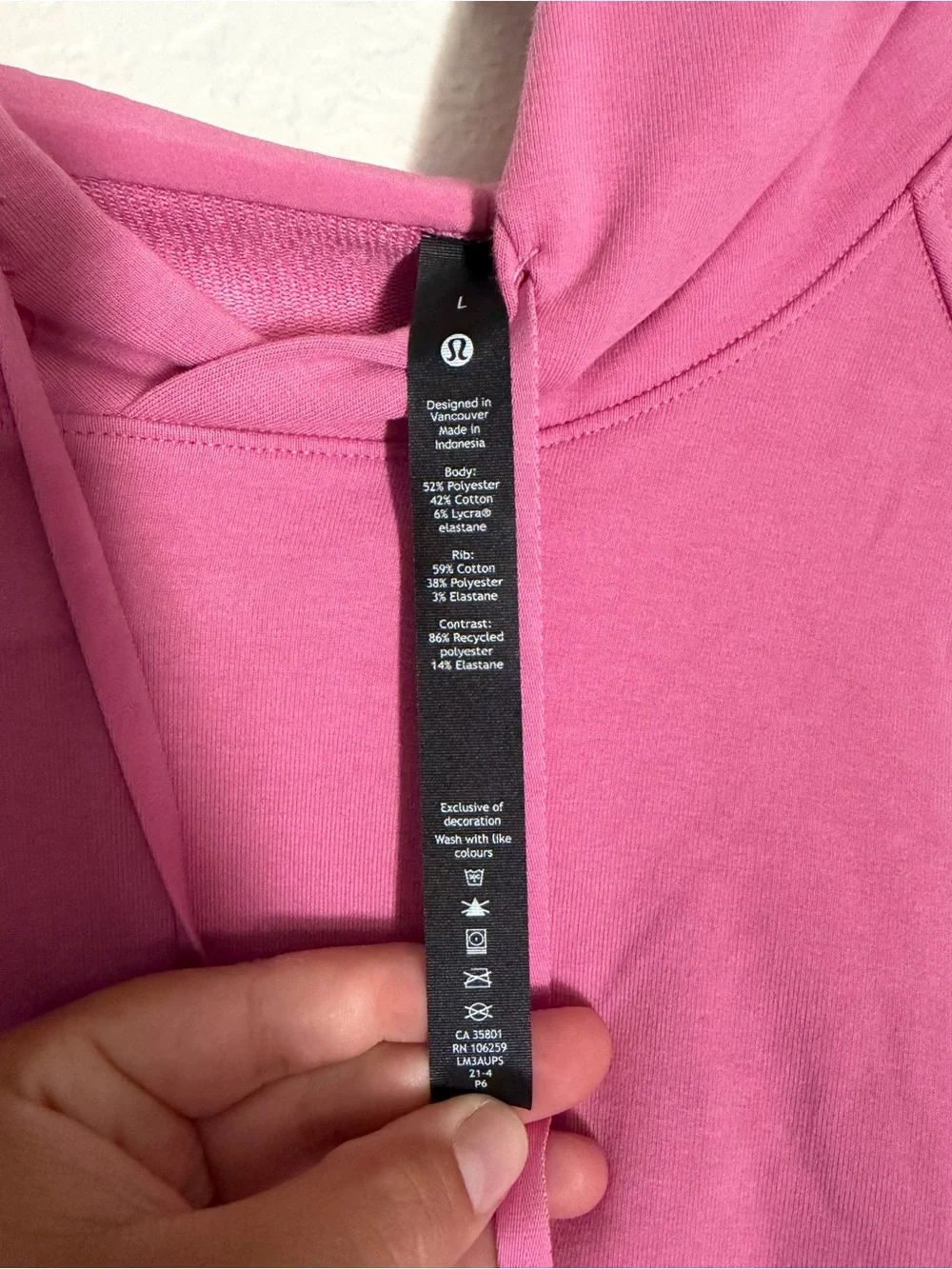Lululemon Drawstring Pullover Hoodie Pink Size L